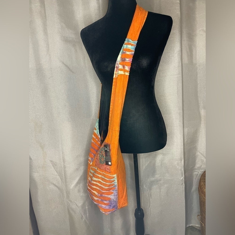 Himalayan Medium Size Crossbody Cloth Bag - Orange - Picture 4 of 9